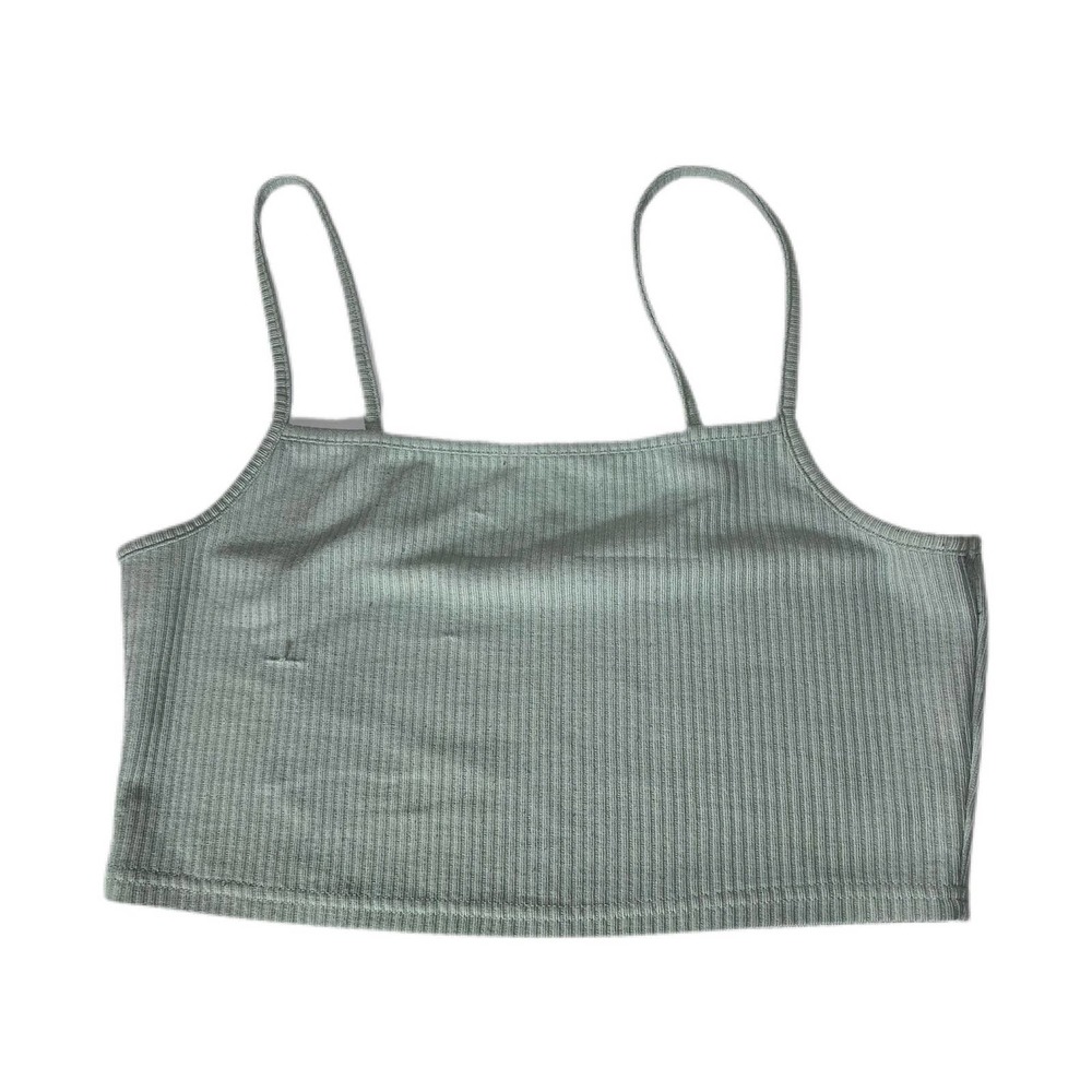 H&M Divided Square Neck Crop Top Spaghetti Strap Size Large Green Casual